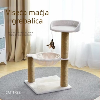 Stablo za mačke za velike mačke: gnijezdo s ljuljačkom, platforma za skok, penjačka konstrukcija i grebalica