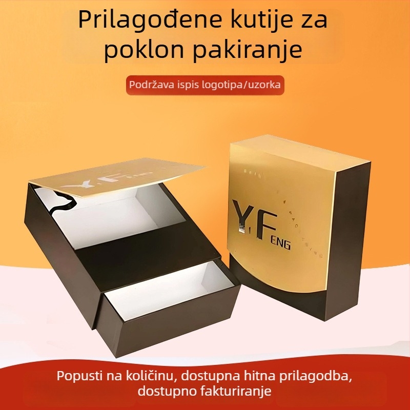 Prilagodljiva luksuzna kutija za darove s poklopcem i dnom za pakiranje mooncakea i čaja, s pozlaćivanjem i UV laminacijom, od tvrdog kartona