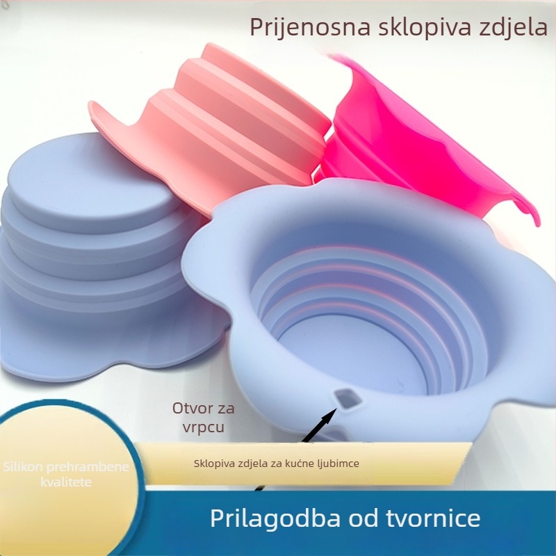 Silikonska posuda za kućne ljubimce s cvjetnim dizajnom, sklopiva, vanjska prijenosna posuda za piće za pse i mačke, putna čaša za ljubimce