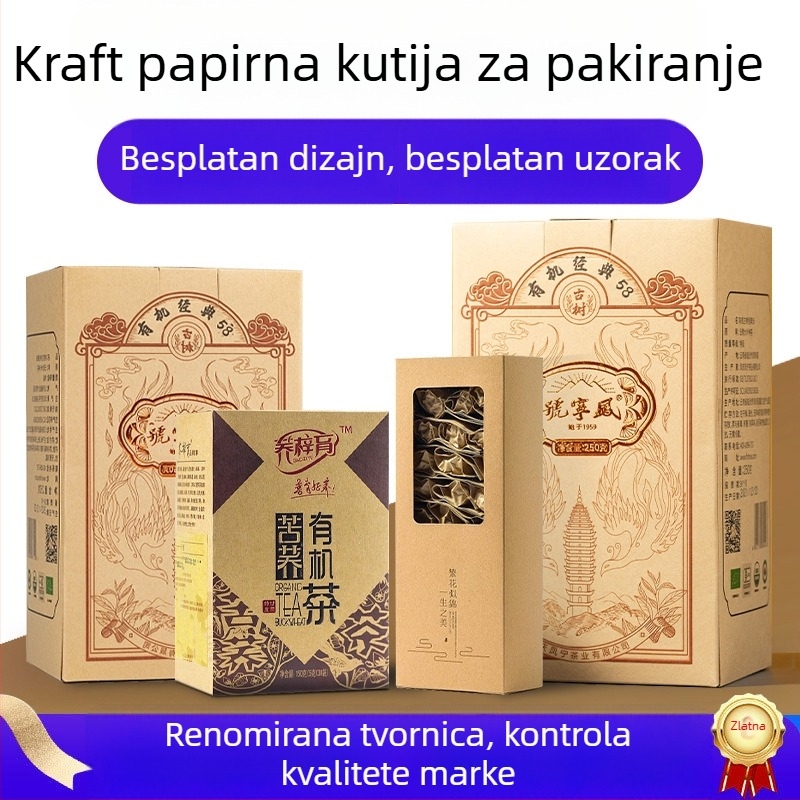 Prilagođena kutija za čaj od kraft papira s prozorom i dvostrukim dnom