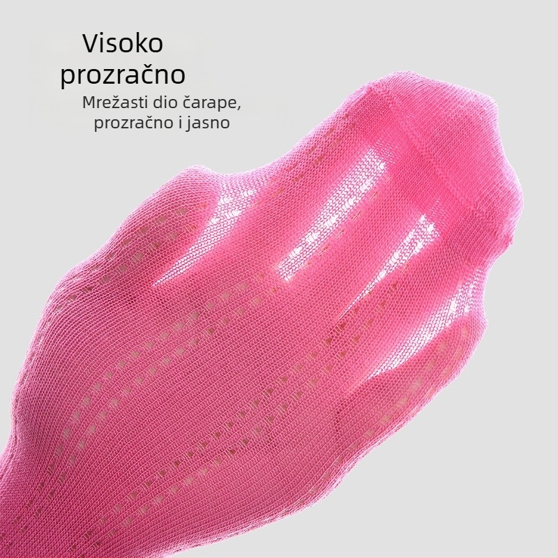 Dječje ružičaste čarape s motivom zeca i prugama, mrežaste srednje duljine, pamuk