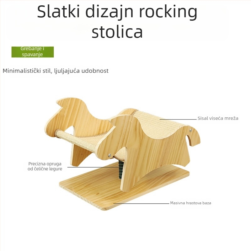 Drvena mačja penjača s grebalicom i ležaljkom za odmor