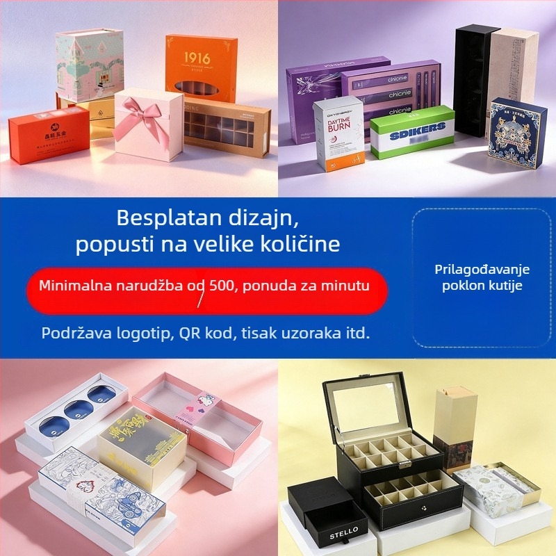 Personalizirane papirnate kutije za kozmetiku, valoviti karton, darovne kutije, kutije s ladicom za Mooncakes i čaj, kraft papirno pakiranje, kutije s gornjim i donjim poklopcem