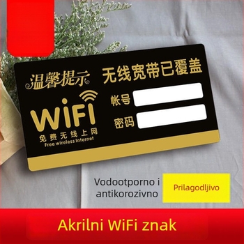 Akrilna pločica s WiFi lozinkom – Kreativan natpis za pristup bežičnoj mreži (dimenzije 24×12 cm, 20×10 cm, 30×15 cm)