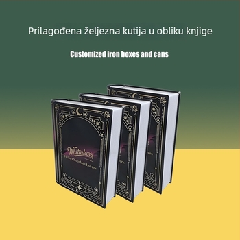 Tvornički prilagođena limena kutija s dizajnom knjige, poklon paket za čaj, hranu i kekse
