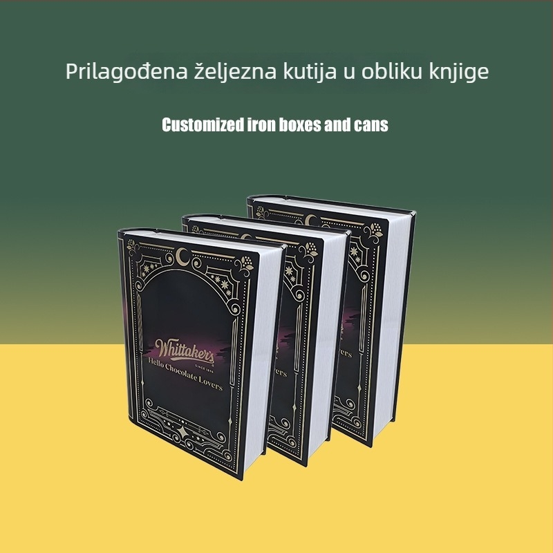 Tvornički prilagođena limena kutija s dizajnom knjige, poklon paket za čaj, hranu i kekse