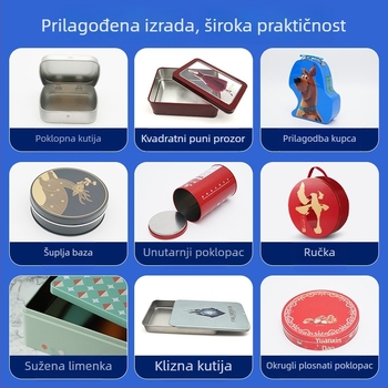 Prilagođena kvadratna božićna metalna kutija za kolačiće, bombone i čaj