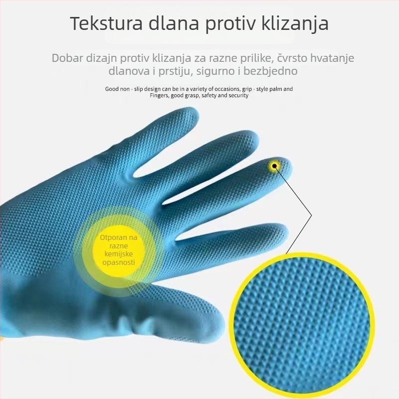 Plavo-žute dvobojne neopren rukavice za industrijsku i kućnu upotrebu, deblje, kemijski otporne