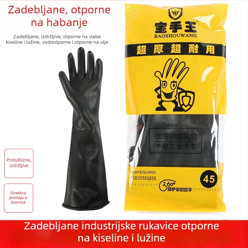 Crne industrijske latex rukavice za kemijsku zaštitu, otporne na kiseline i lužine, deblje latex rukavice