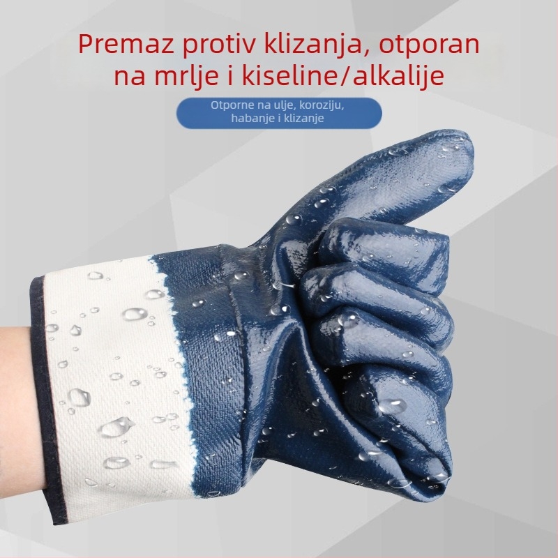 Nitrilne rukavice otporne na ulje, s pamukom u podstavku, širokim manžetama, nitrilnim premazom za strojnu industriju