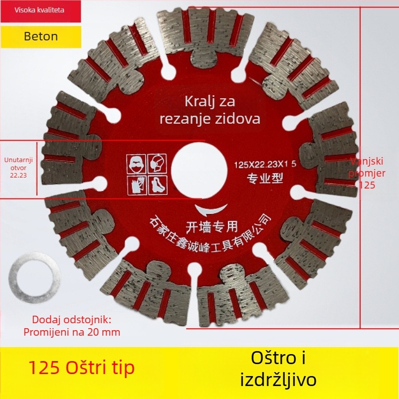 Ploča za rezanje betona za zidove i žljebove 125/156/160-165
