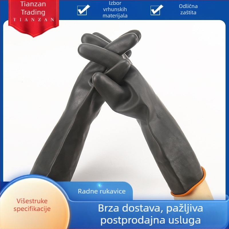Beita crne radne rukavice duljine 55 cm, protivklizne latex rukavice, ojačane, otporne na kiseline i lužine, produžene zaštitne rukavice