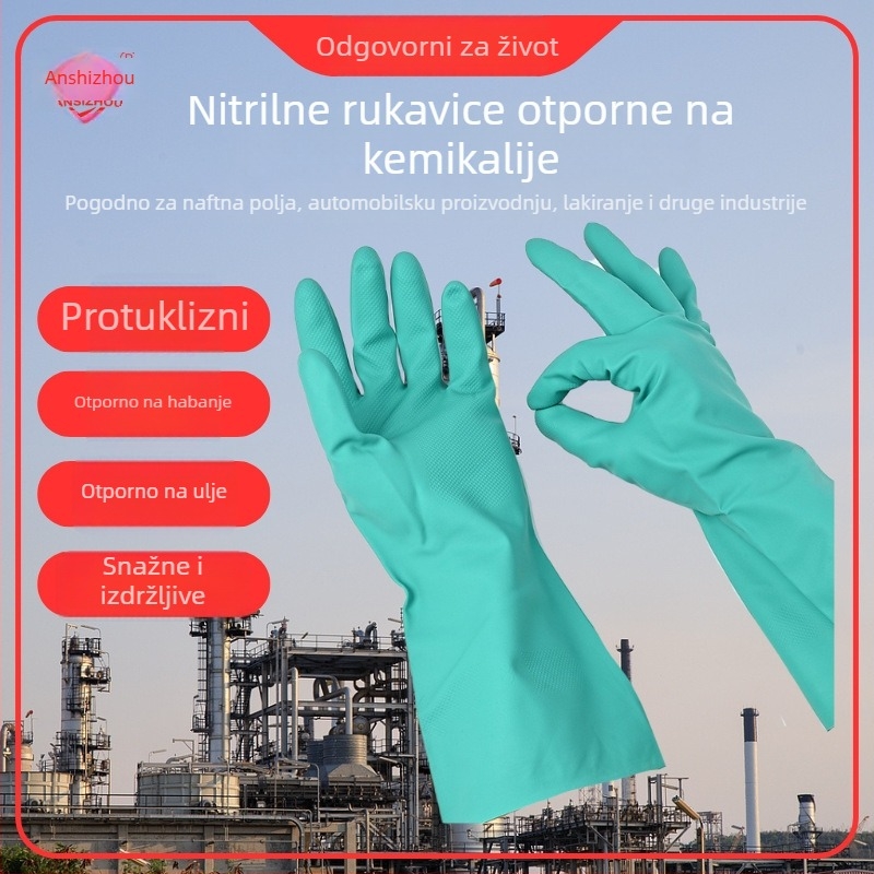 Nitrilne kemijske otporne rukavice s gumom premazom, otporne na ulje i vodu, za laboratorij i čišćenje, zaštitne rukavice 96002