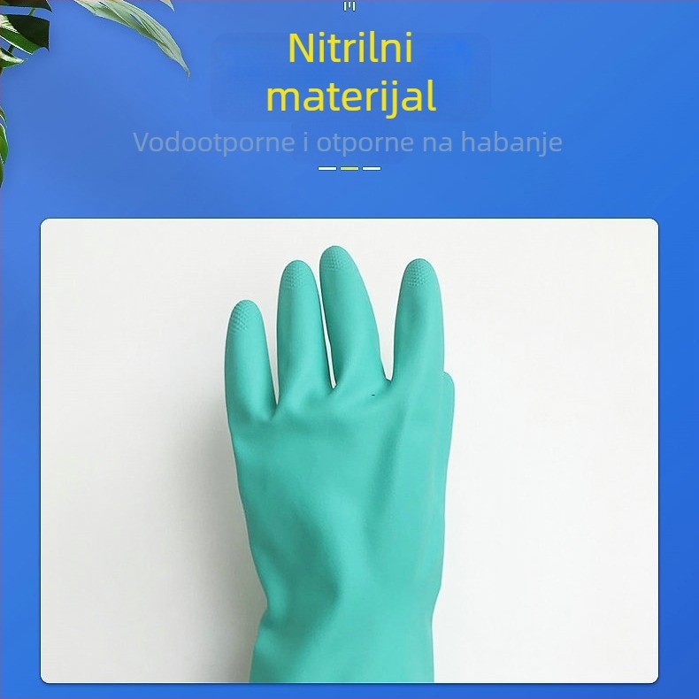 Nitril industrijske zaštitne rukavice, debljine 15 mil, flokirana podstava, za pranje suđa i kućnu higijenu