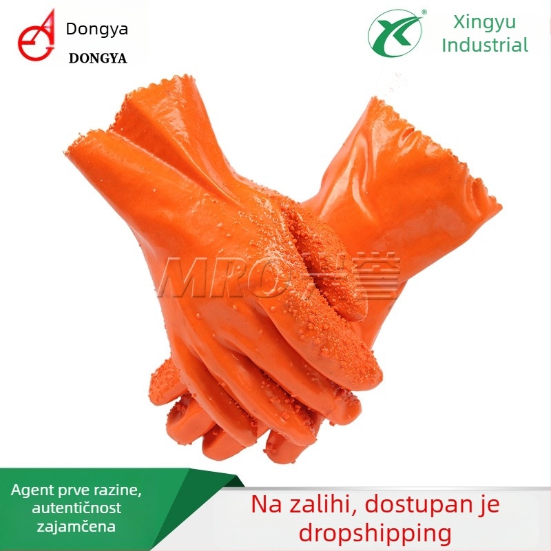 Rukavice s plastičnim premazom i česticama protiv klizanja, otporne na habanje, namijenjene ribarstvu, strojarstvu, kemijskoj industriji i lakiranju