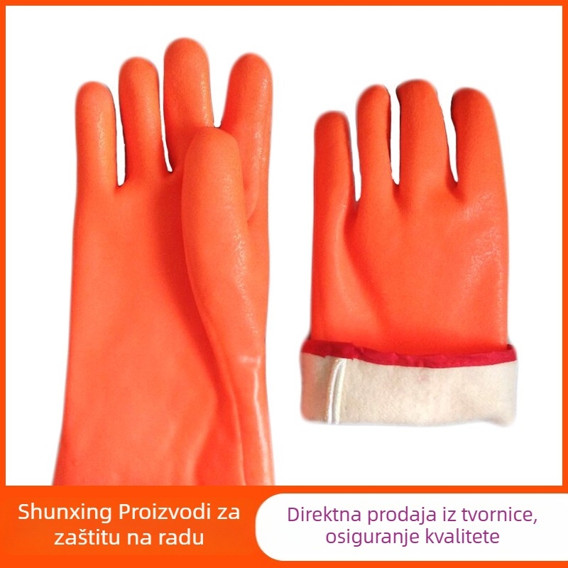 Prilagođene PVC uronjene rukavice s ravnim manžetama, fluorescentne, otporne na hladnoću, zaštita na radu, višekratna upotreba