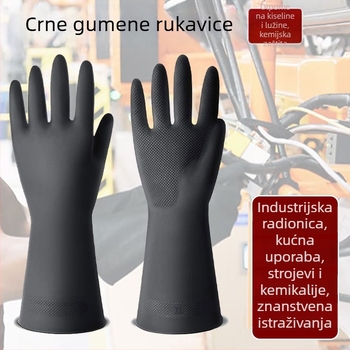 Crne industrijske latex rukavice s dvostrukim slojem i dvobojnim dizajnom, kemijski otporne, deblje i izdržljive za čišćenje i radnu zaštitu