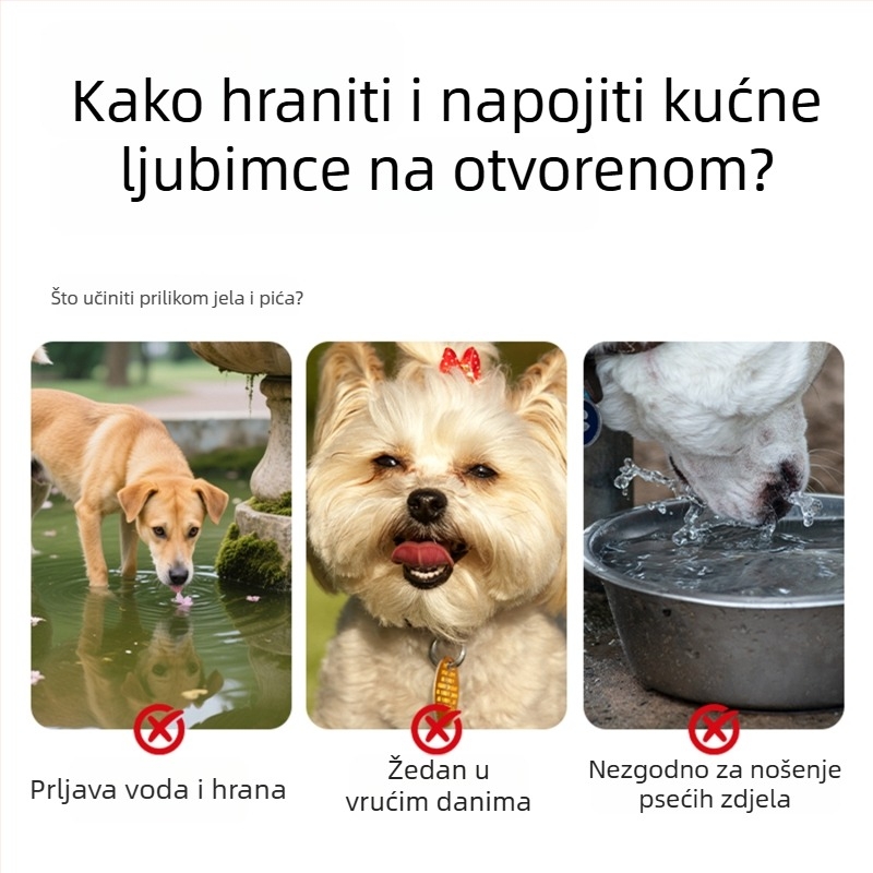 Sklopiva silikonska posuda za kućne ljubimce, vanjska prijenosna posuda za hranu i vodu za pse i mačke