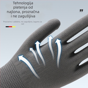 Najlon rukavice za zaštitu s protukliznim premazom, tanke 13-žilne, za vozače i vrtlarenje, cijela dlan