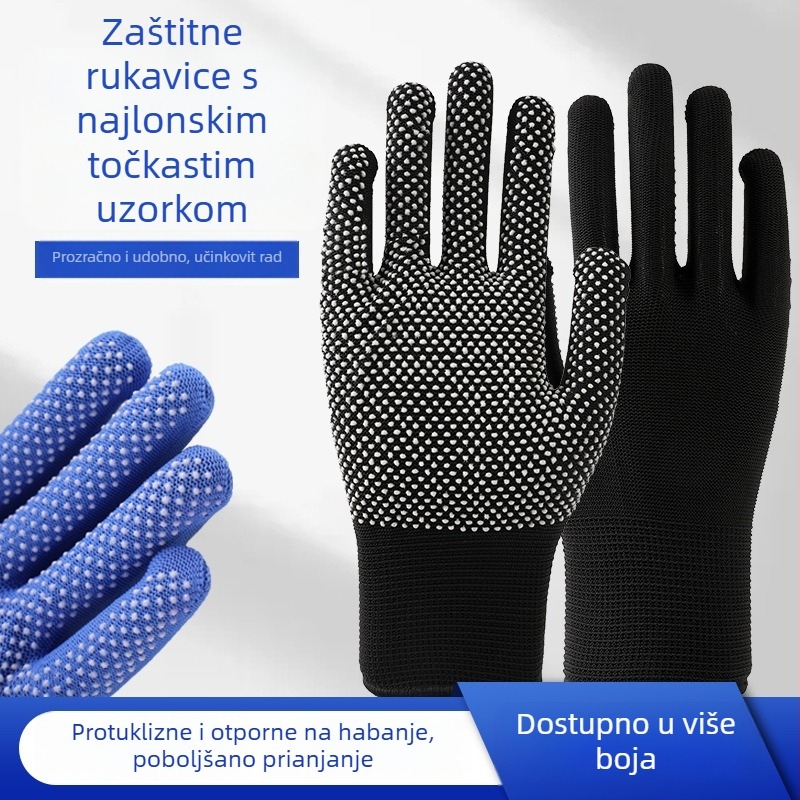 Najlon rukavice za zaštitu s protukliznim premazom, tanke 13-žilne, za vozače i vrtlarenje, cijela dlan