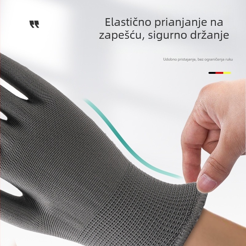 Najlon rukavice za zaštitu s protukliznim premazom, tanke 13-žilne, za vozače i vrtlarenje, cijela dlan