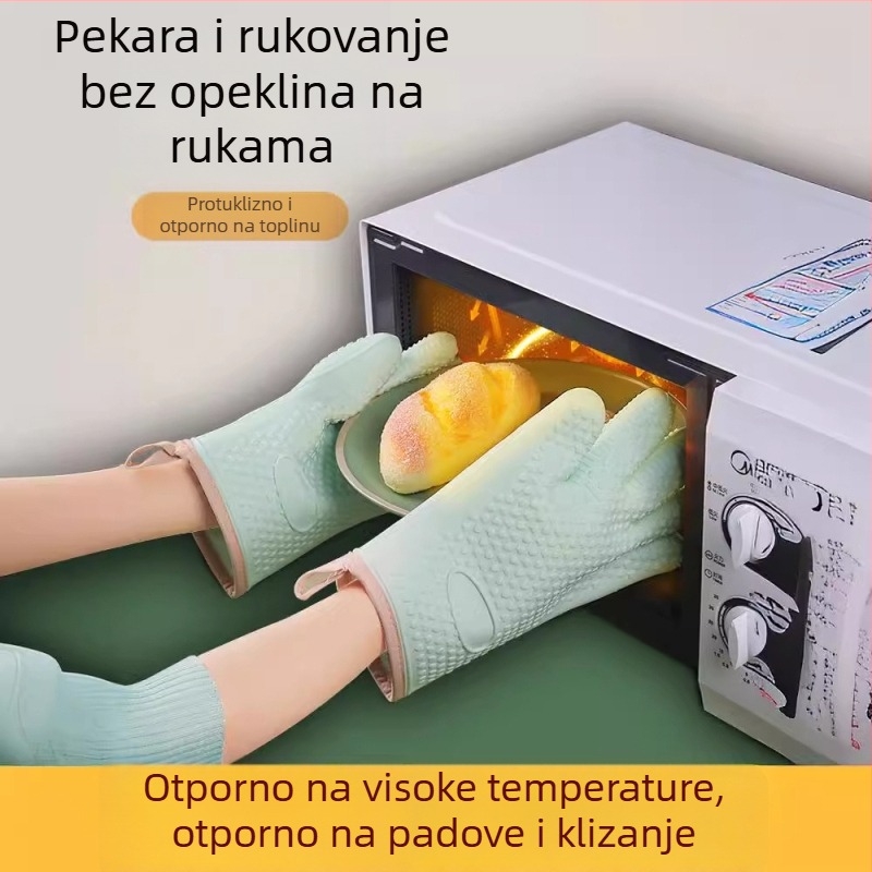 Silikonske rukavice otporne na temperaturu za kuhanje, protuklizne, pogodne za pećnicu i mikrovalnu