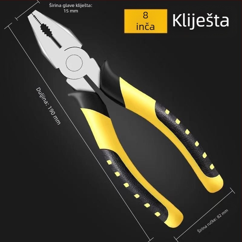 Industrijske višenamenske kliješta za žicu, s dugim nosom, dijagonalnim rezačem i elektro kliještima