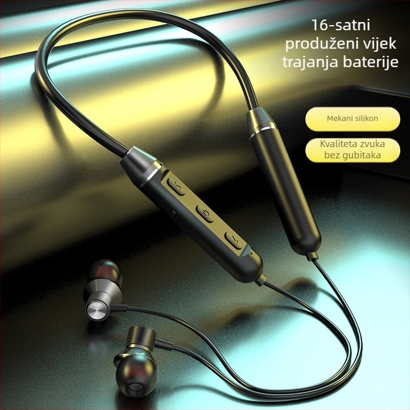 Bežične slušalice s vratnim trakom – True Wireless, sportski in-ear, metalni dizajn, IPX4, trajanje baterije preko 8 sati
