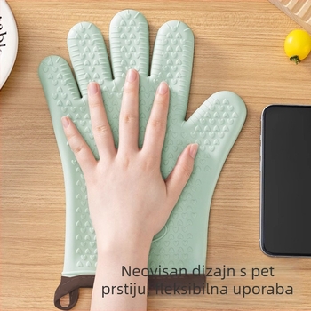 Silikonske rukavice za pećnicu, debeli sloj izolacije, otporne na visoke temperature za pečenje i mikrovalnu