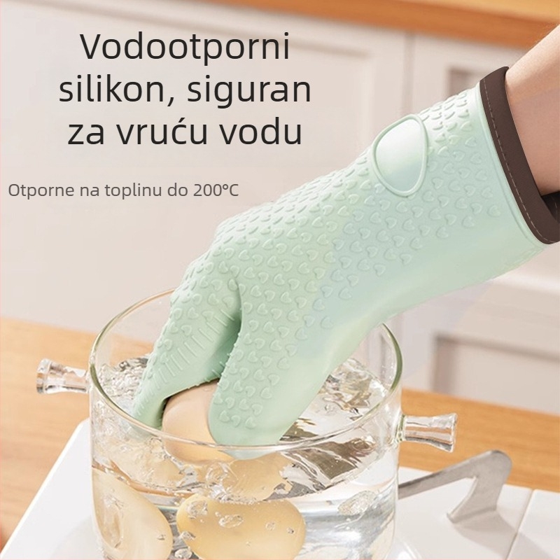 Silikonske rukavice za pećnicu, debeli sloj izolacije, otporne na visoke temperature za pečenje i mikrovalnu