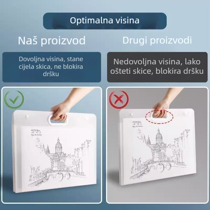 Prijenosni portfelj za umjetnost s 8K skic papirom i 4K kolekcijom djela, veličina A2, 100 stranica