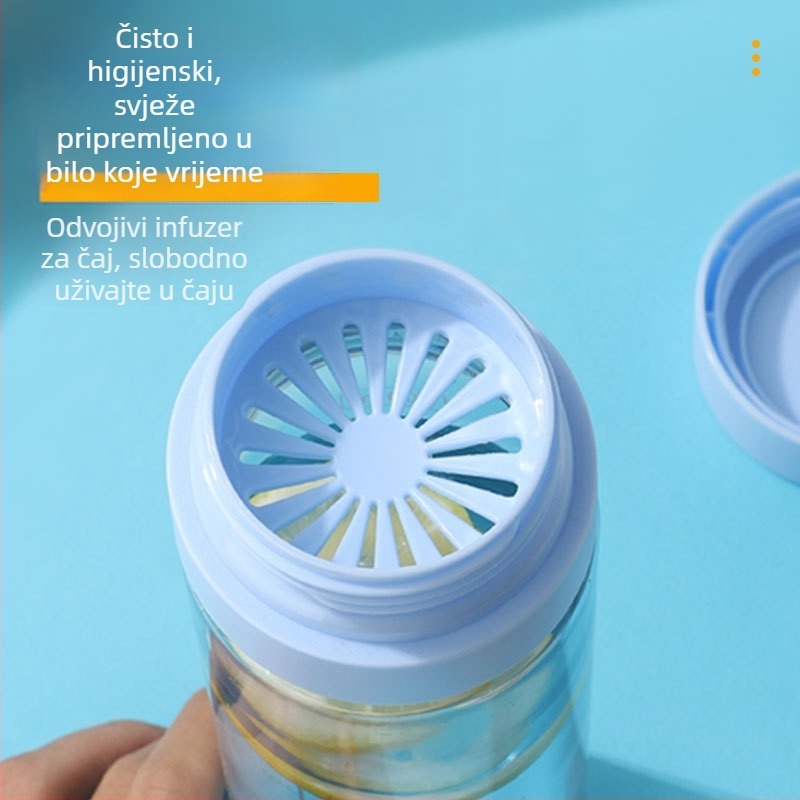 Minimalistička, elegantna plastična šalice s velikim kapacitetom i trakom za nošenje, za vanjsku upotrebu, otporna na pad