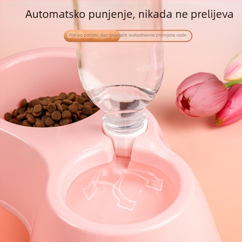 Prijenosna posuda za vodu za kućne ljubimce sa odjelom za suho i mokro te zdjelom za psa