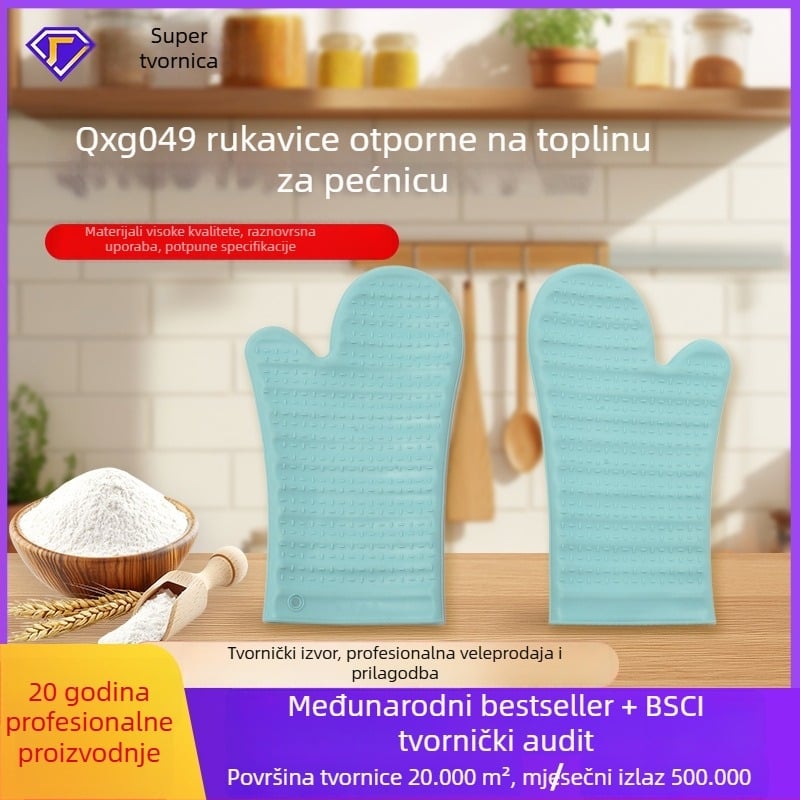 Silicone izolirane rukavice za pećnicu, visokotemperaturna zaštita, protiv opeklina, kuhinjske rukavice