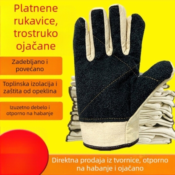 Muške platnene radne rukavice za zaštitu na radu, toplinska izolacija, protiv opeklina, otporne na visoke temperature, otporne na habanje, trostruko debeli platneni rukavice