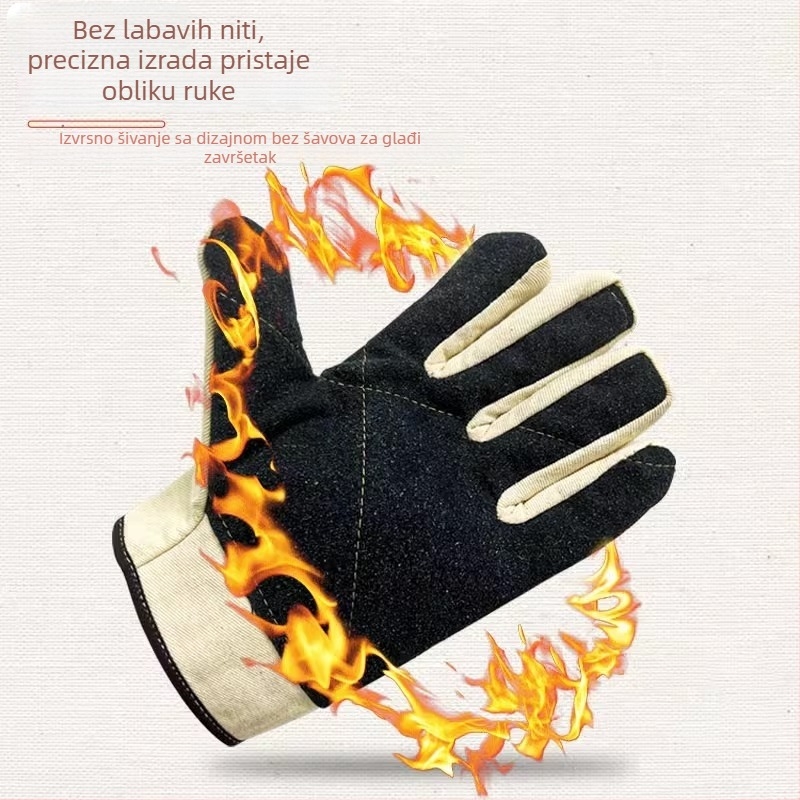 Muške platnene radne rukavice za zaštitu na radu, toplinska izolacija, protiv opeklina, otporne na visoke temperature, otporne na habanje, trostruko debeli platneni rukavice