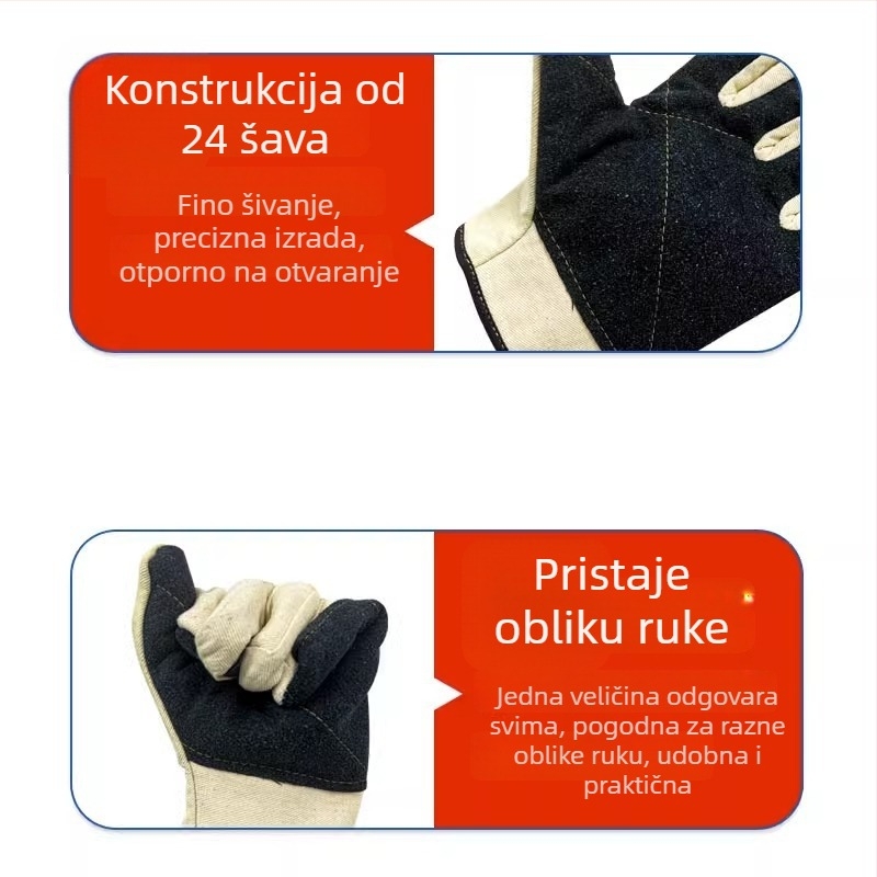 Muške platnene radne rukavice za zaštitu na radu, toplinska izolacija, protiv opeklina, otporne na visoke temperature, otporne na habanje, trostruko debeli platneni rukavice