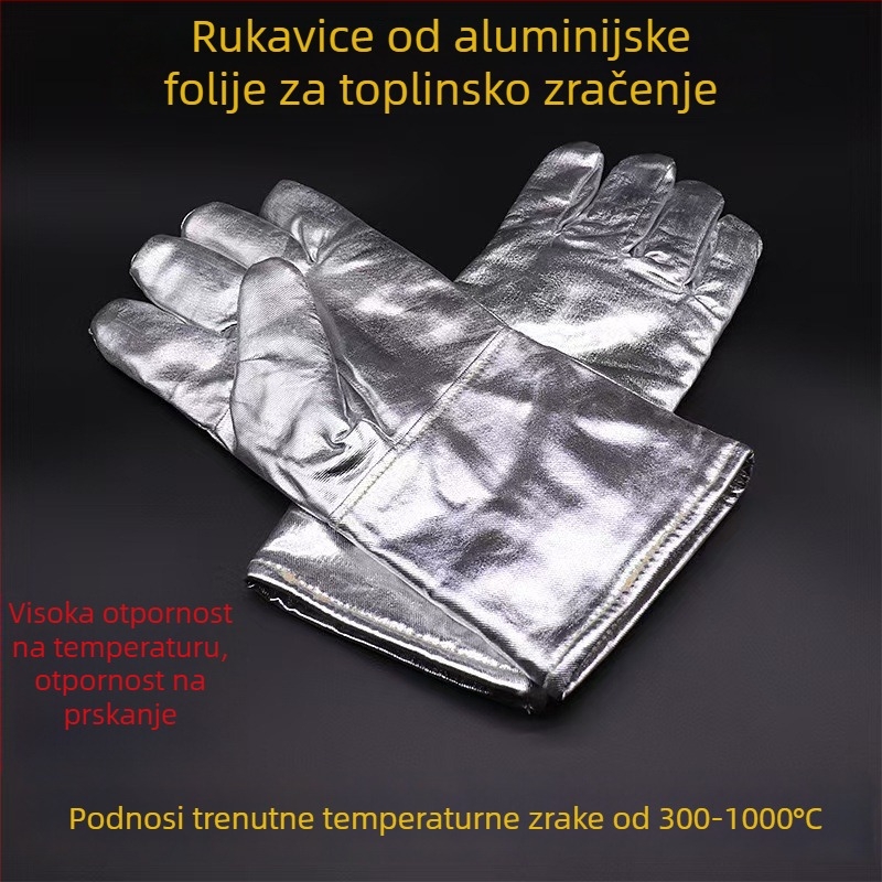 Rukavice od aluminijske folije otporne na visoke temperature, zaštita od zračenja i toplinska izolacija, ojačane industrijske zaštitne rukavice za metalnu industriju