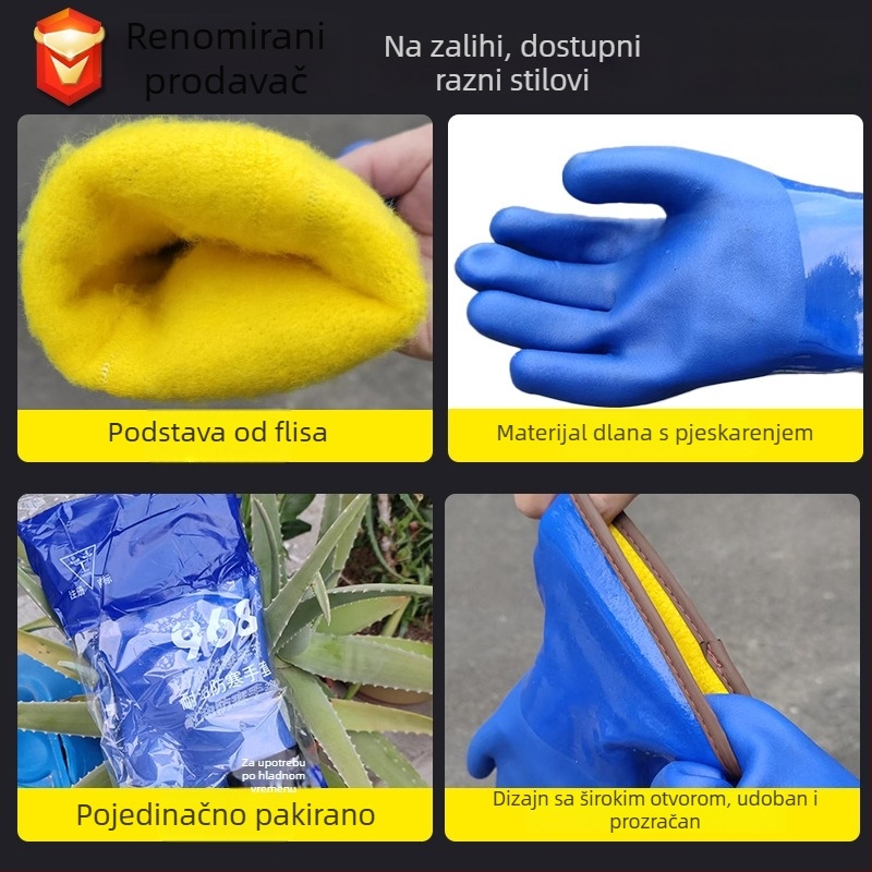 PVC debeli topli rukavice zimi: vodootporne, otporne na niske temperature, otporne na ulje, tople i izdržljive radne rukavice za ribolov