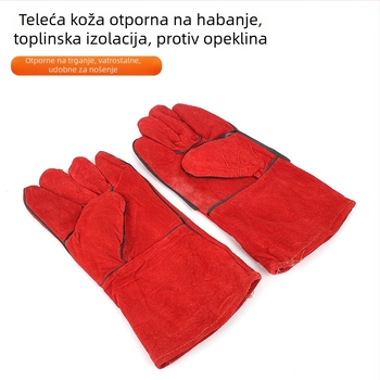 Produžene rukavice za zavarivanje od teleće kože, dvostruki sloj, otporne na vatru, toplinska izolacija