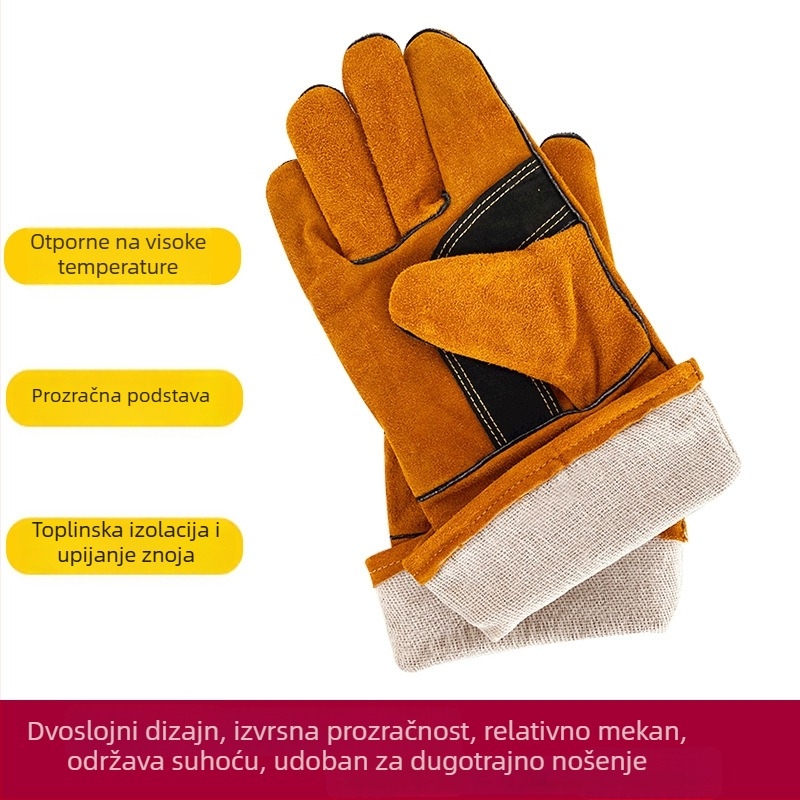 Prilagođene kožne zavarivačke rukavice od goveđe kože – debele, duge, otporne na visoke temperature, protiv rasprskavanja