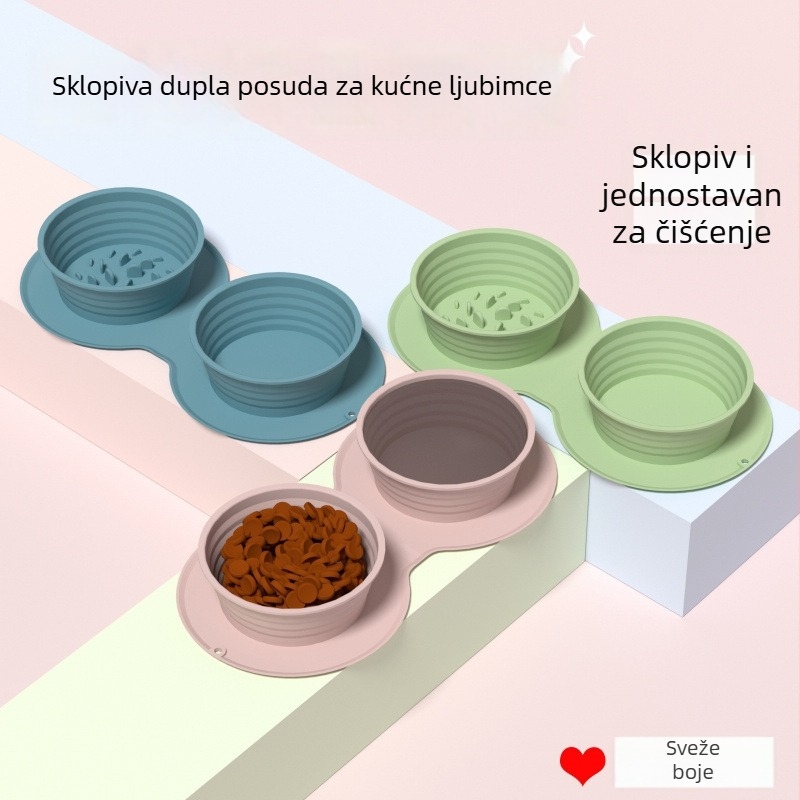 Sklopiva posuda za kućne ljubimce za vanjsku upotrebu, prijenosna silikonska zdjelica za pse i mačke, zdjelica za vodu i hranu
