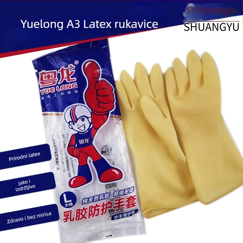Yuelong A3 Deblje otporne latex rukavice za pranje suđa i rublja, vodootporne za kućne poslove čišćenja – za žene