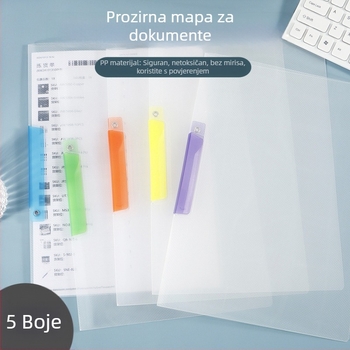 A4 prozirna mapa s klipom za povlačenje, za studentske dokumente, debeli PP materijal