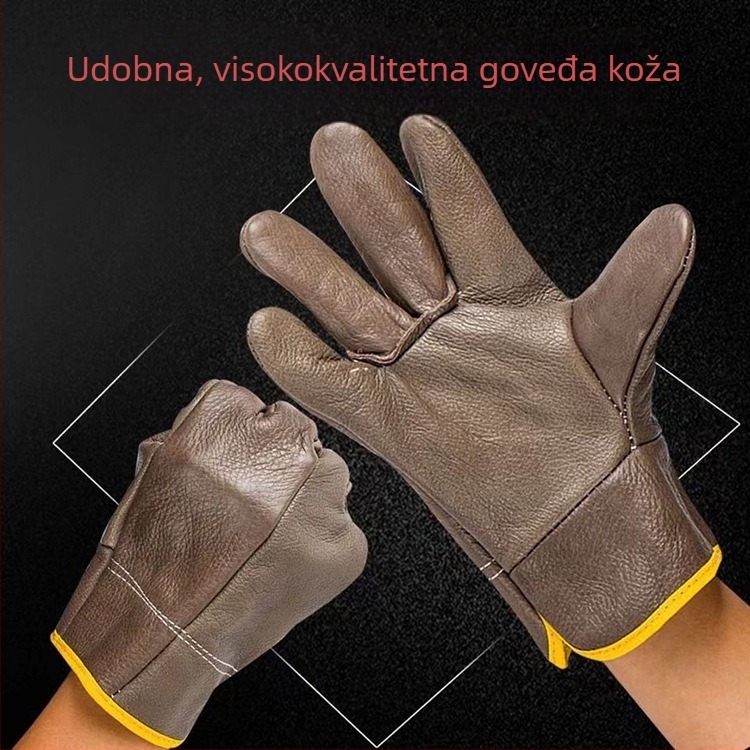 Kratke kožne zavarivačke rukavice od teleće kože, otporne na visoke temperature, protiv opeklina, otporne na habanje, profesionalna zaštita zavarivača