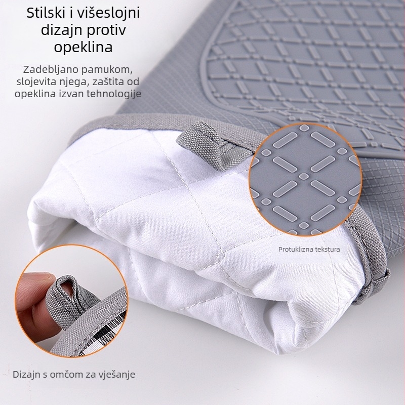 Debele silikonove kuhinjske rukavice s pamuk podstavom, termički otporne, vodootporne i izolirane, za pečenje