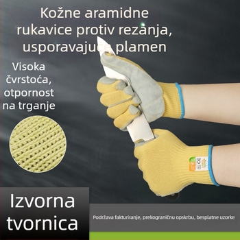 Rukavice s ojačanim aramidnim vlaknom i čeličnim vlaknom, otporne na rezanje, otporne na plamen i visoke temperature do 100°C, za metalnu obradu