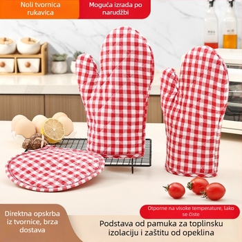 Kockaste rukavice za mikrovalnu pećnicu, zaštita od opeklina, debeli otporni kuhinjski rukavici