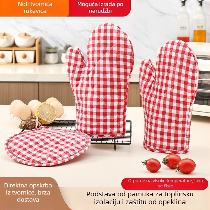 Kockaste rukavice za mikrovalnu pećnicu, zaštita od opeklina, debeli otporni kuhinjski rukavici