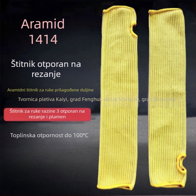 Kevlar zaštitne predlaktne navlake s toplinskom izolacijom i otpornosti na požar, namijenjene auto popravcima, zavarivanju i industriji stakla; otporne na habanje, prozračne, protuklizne; pet nivoa zaštite od posjekotina